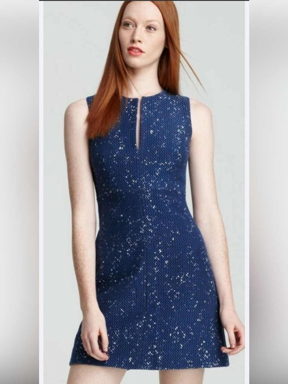 Diane von Furstenberg Blue Tweed Sheath  Dress Size 4